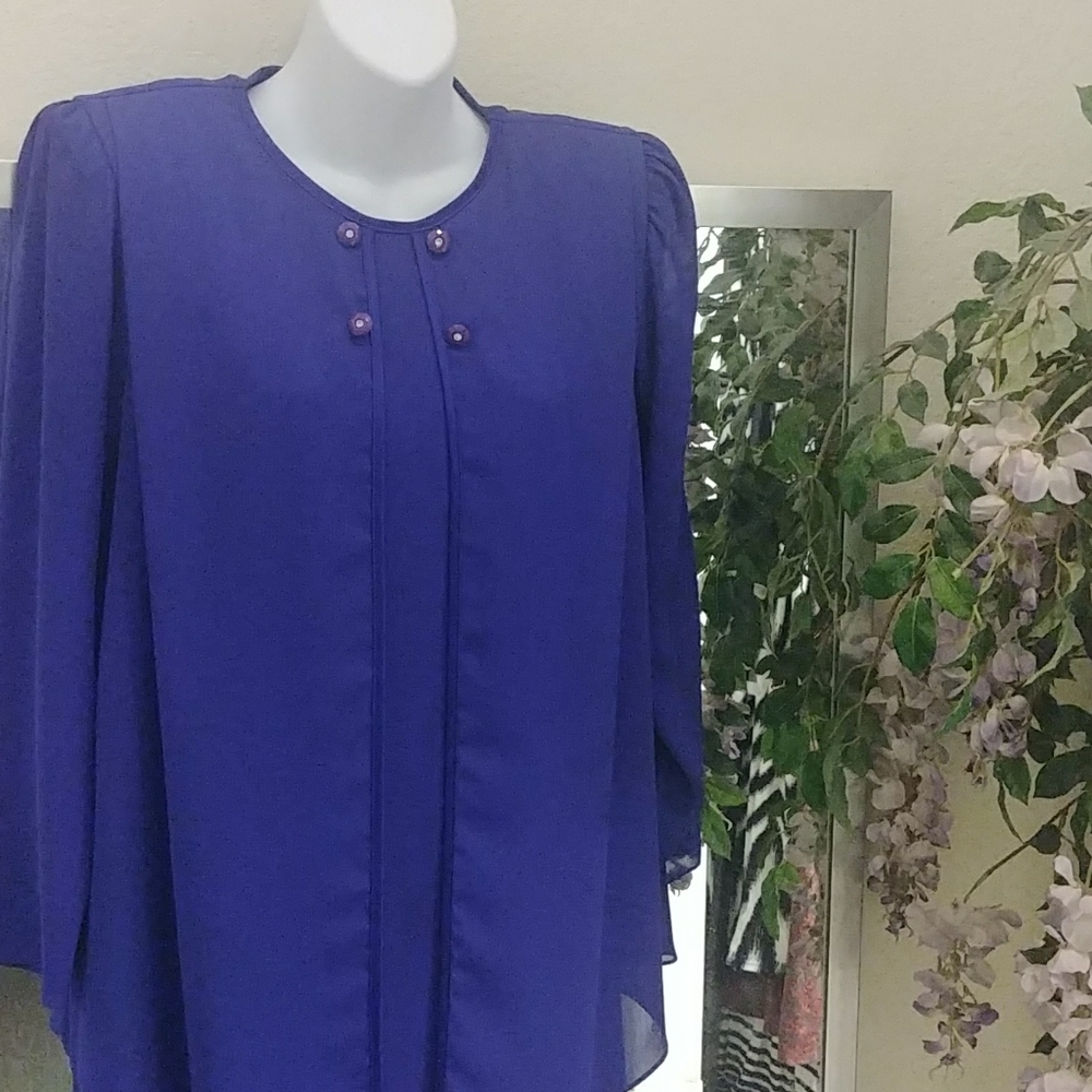 Vintage Ursula of Switzerland Purple Chiffon Dress